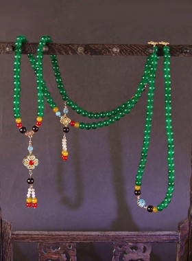 合金琉璃圆珠女新中式国风项链长