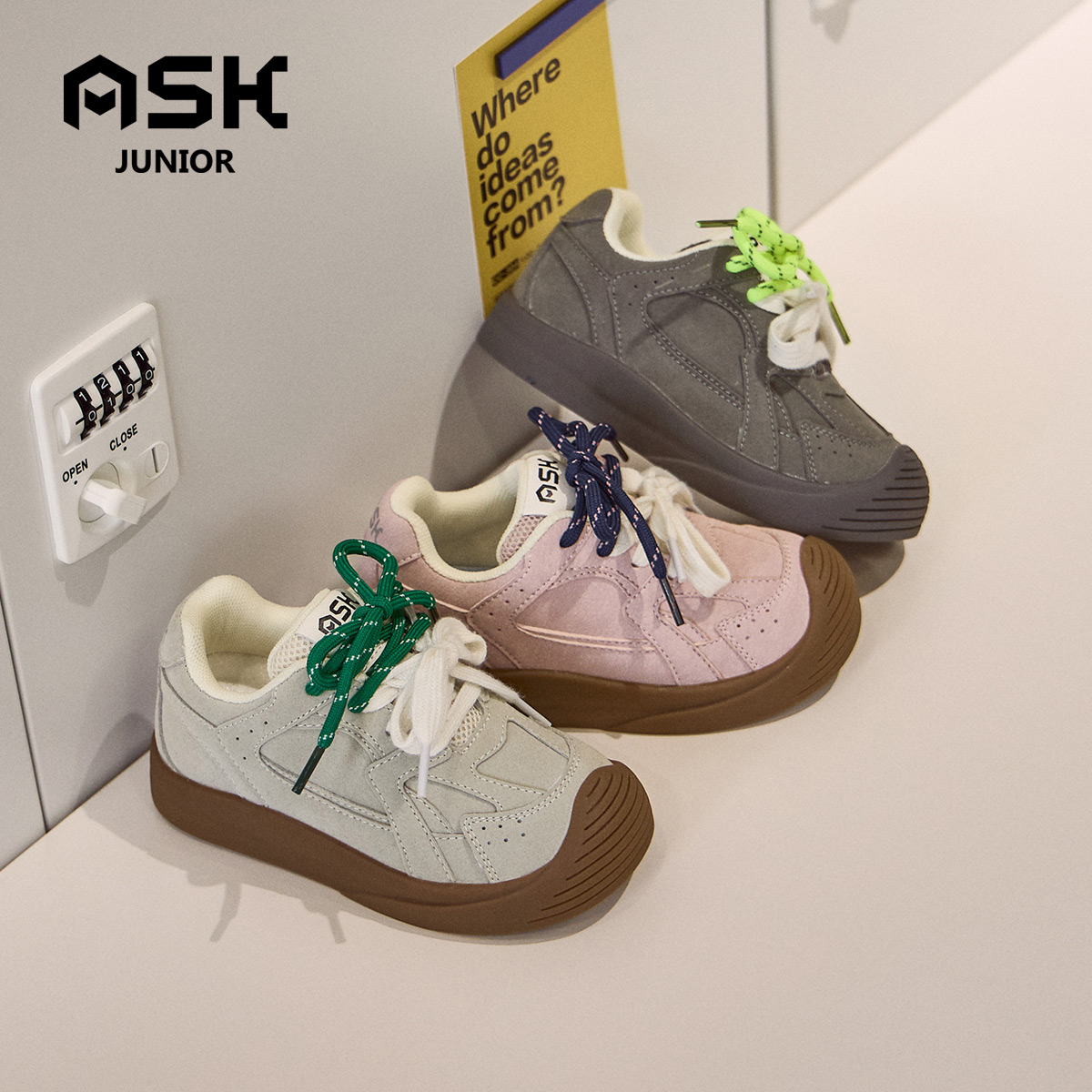 ASK儿童板鞋2025秋冬新款德训鞋女童软底时尚潮男童休闲复古鞋子