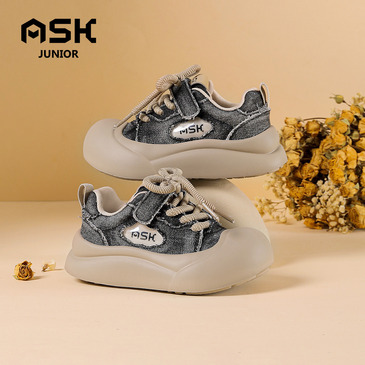 ASK童鞋男女童板鞋休闲运动大头面包鞋帆布鞋轻便透气春秋款单鞋