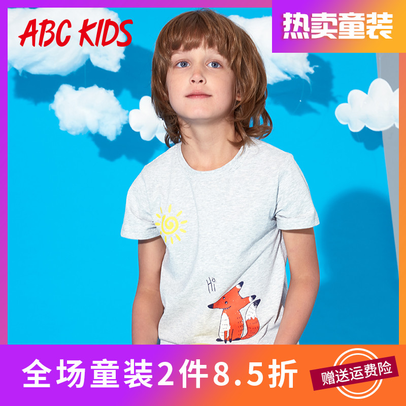 abckidsͯװ ¶ÌÐäTÐô°×É«Äк¢Ñ§ÉúÏļ¾ÃÞÉÏÒÂ2018пî¿íËÉÌåÐôÉÀ