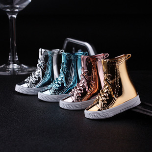 YM066趣味新奇特创意个性迷你高帮帆布鞋模型打火机明火充气循环