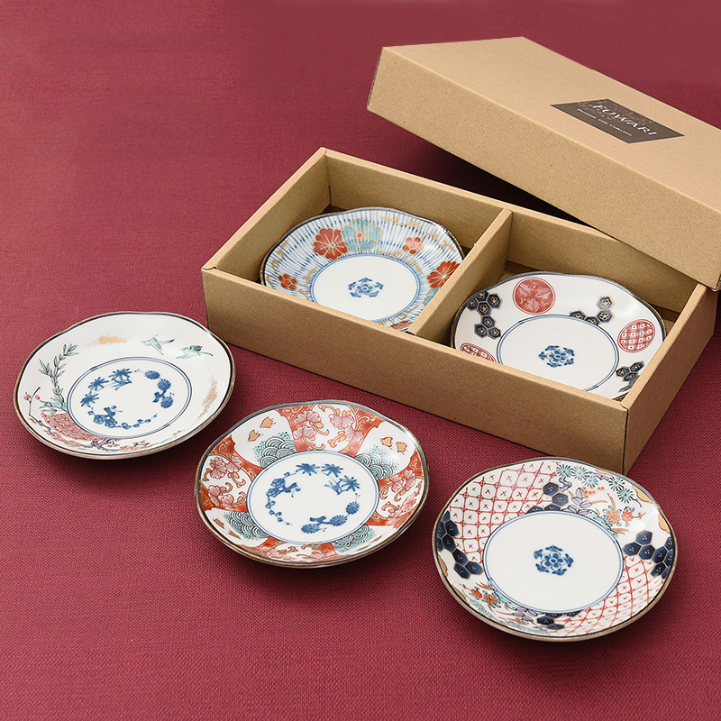 日本传统纹饰陶瓷小碟礼盒套装