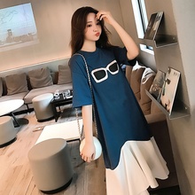 连衣裙女夏季2020新款韩版网红学生宽松大码中长款超仙A字裙潮29