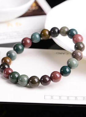 天然阿拉善手链彩玉手链马卡龙莫兰迪糖豆奶昔色玛瑙手串彩虹
