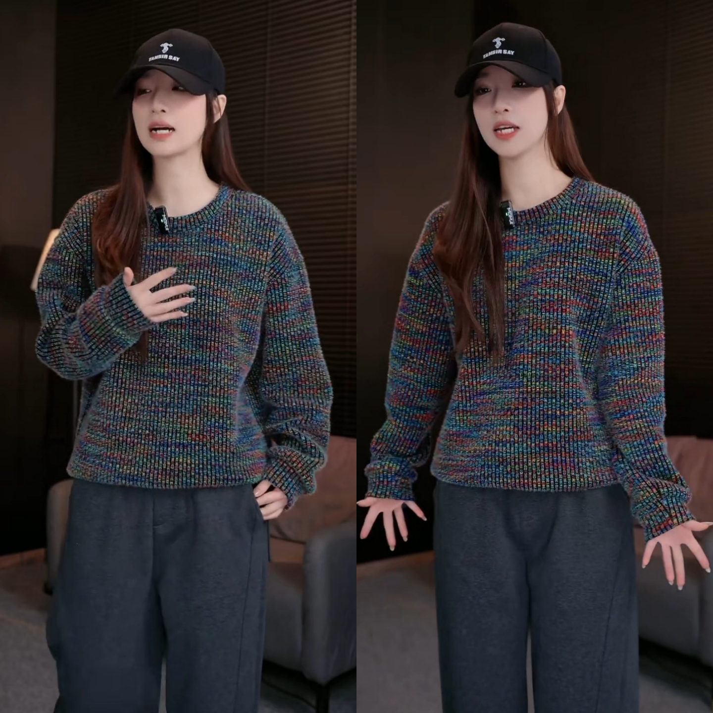 冬季加绒时尚休闲撞色圆领长袖百搭上衣高级感色织提花卫衣男士潮