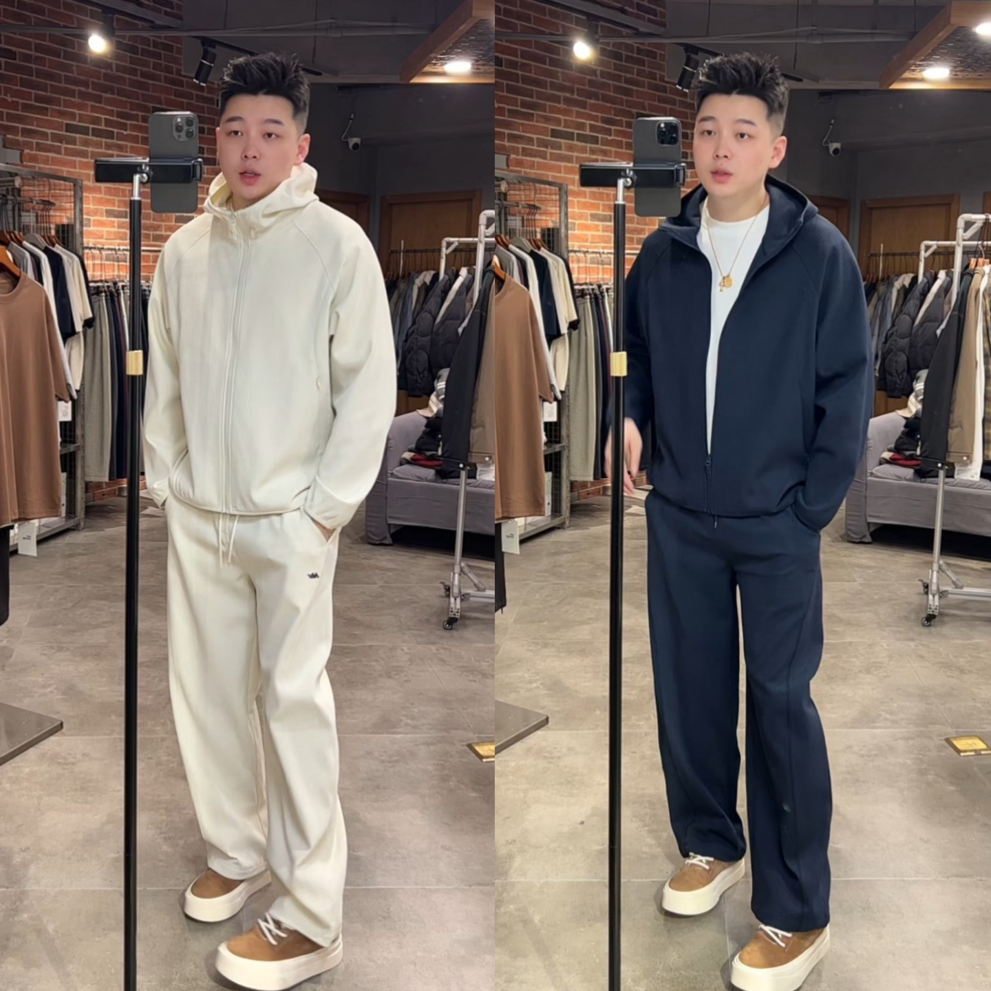 2026春季新款男士休闲套装连帽拉链卫衣外套长裤百搭运动套装男款