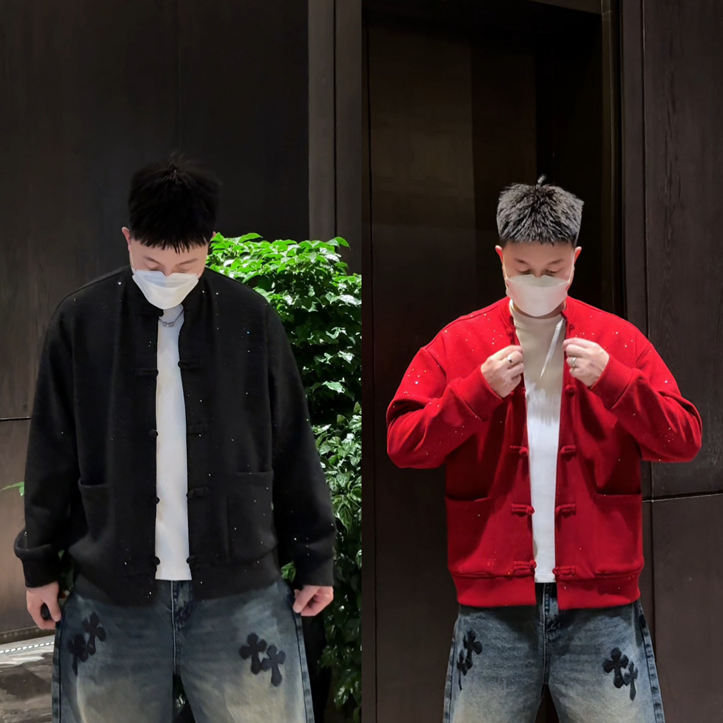 国潮中式复古风立领盘扣开衫卫衣男冬季本命年国风厚款外套潮流