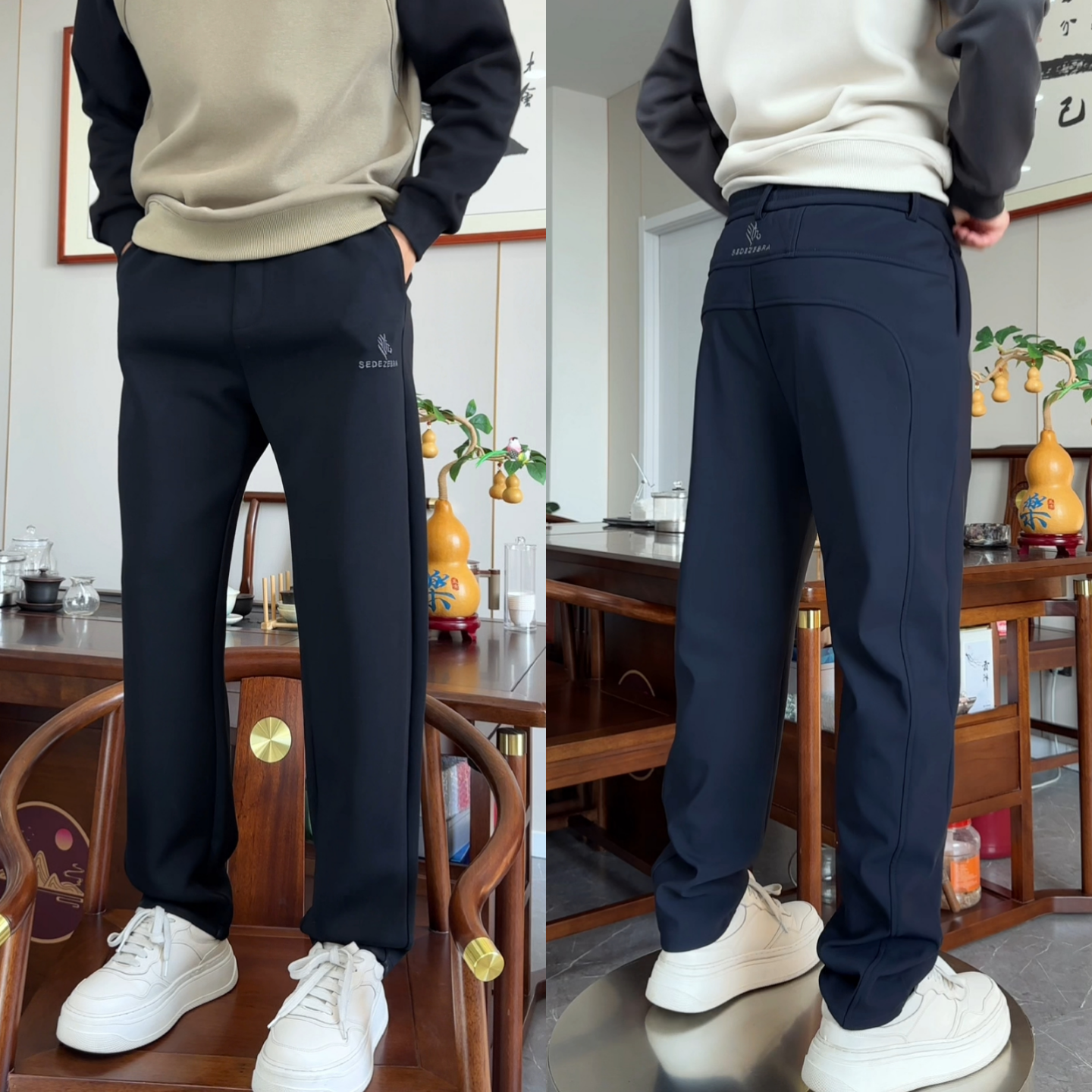 冬季轻奢风男士加绒休闲裤高级感纯色保暖简约百搭长裤商务直筒裤