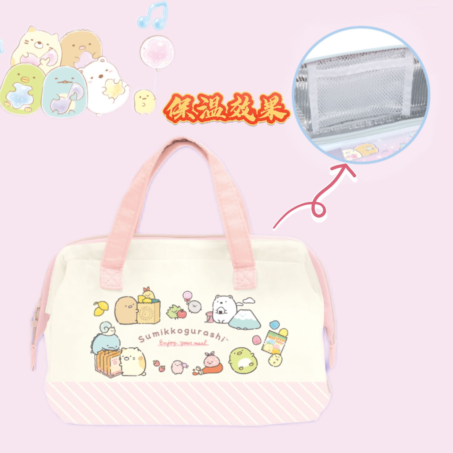 日本角落生物可爱周卡通学生上班族手提保冷保温便当袋