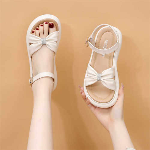 休闲软底平底真皮凉鞋大码42洋气