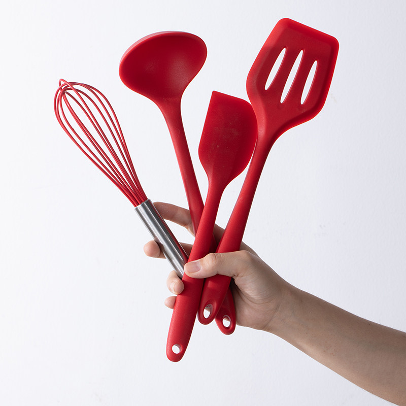 朵颐创意红色硅胶厨具套装家用锅铲不粘锅用汤勺漏勺烘焙油刷刮刀|ruв категории кухня/посуда, посуда, готовить совок, шпатель - от Buy2taobao.com для оказания профессиональной услуги покупки агента Taobao