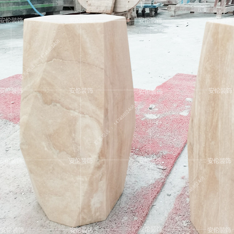 天然洞石 实心底座 石礅异形加工定做大理石餐桌椅子客厅家居摆件