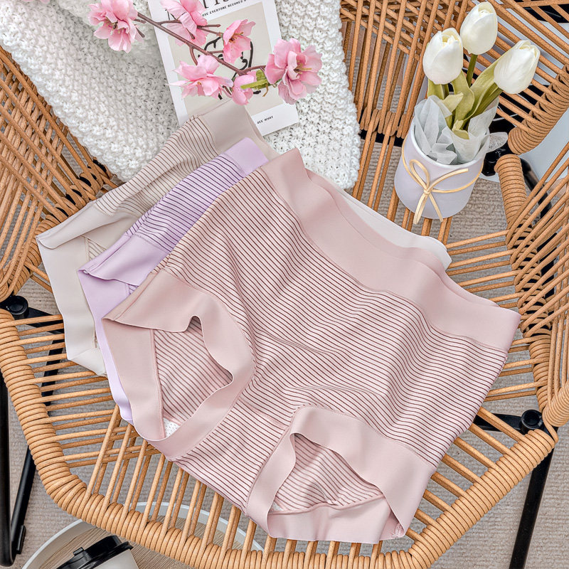 3条装 高腰莫代尔棉裸感无痕条纹简约艾草抗菌包臀女士三角裤内裤,女士内衣/男士内衣/家居服,女三角裤,淘宝优惠券,粉丝福利购,淘宝优惠卷