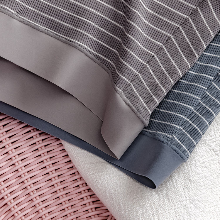 3条装 莫代尔条纹裸感中腰无痕大码罗纹女莫兰迪色系内裤三角裤