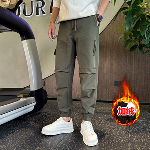 2025加绒工装裤男潮牌束脚拼接加绒休闲长裤运动裤1001B187P68