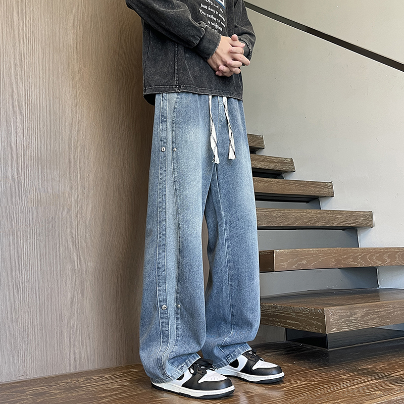2025秋季新款牛仔裤男直筒宽松高级感弯刀裤拼接款1001GF04P58，男装牛仔裤，星座1001