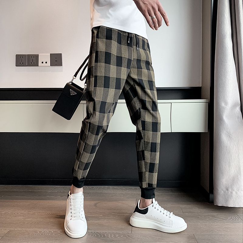 2025夏季新款束脚九分休闲裤男修身小脚潮牌格子裤子1001K698P48，商品下架区商品下架区，星座1001