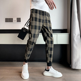 2025夏季新款束脚九分休闲裤男修身小脚潮牌格子裤子1001K698P48，商品下架区，星座1001
