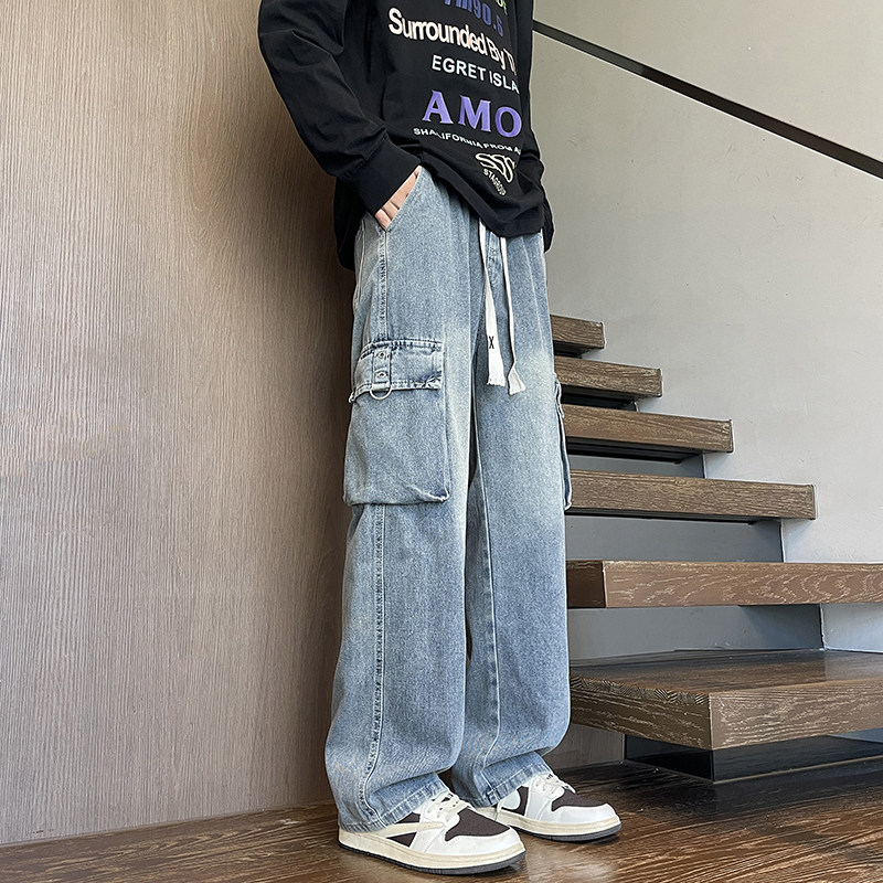 2025秋冬新款牛仔裤男直筒宽松高级感弯刀裤工装裤1001GF03P58,男装牛仔裤,星座1001