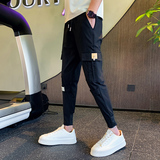 2026春季休闲裤男工装裤帅气修身小脚百搭束脚九分裤1001B66P48，男装工装外套，星座1001