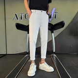 2026春季新款小西装裤休闲裤男修身小脚九分纯色百搭1001B169P48，男装西服套装，星座1001
