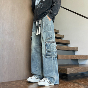 2025秋冬新款牛仔裤男直筒宽松高级感弯刀裤工装裤1001GF13P68,男装牛仔裤,星座1001