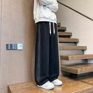 2025秋冬加厚卫裤男士直筒宽松休闲拼接运动裤阔腿裤1001GF29P68图片