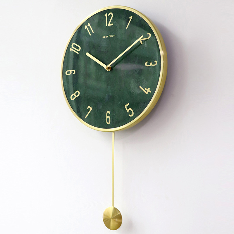 新品轻奢大理石静音现代创意钟表