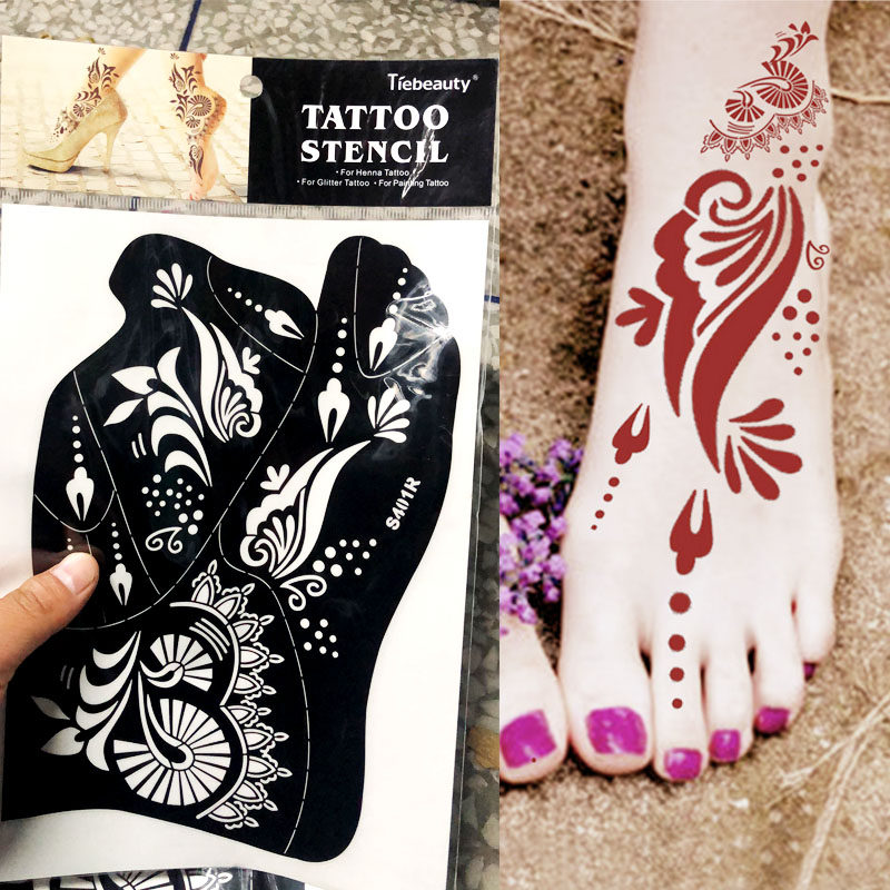 梵之语印度海娜纹身tattoo足部纹身图腾赤脚恋足一对贴纸 a pair