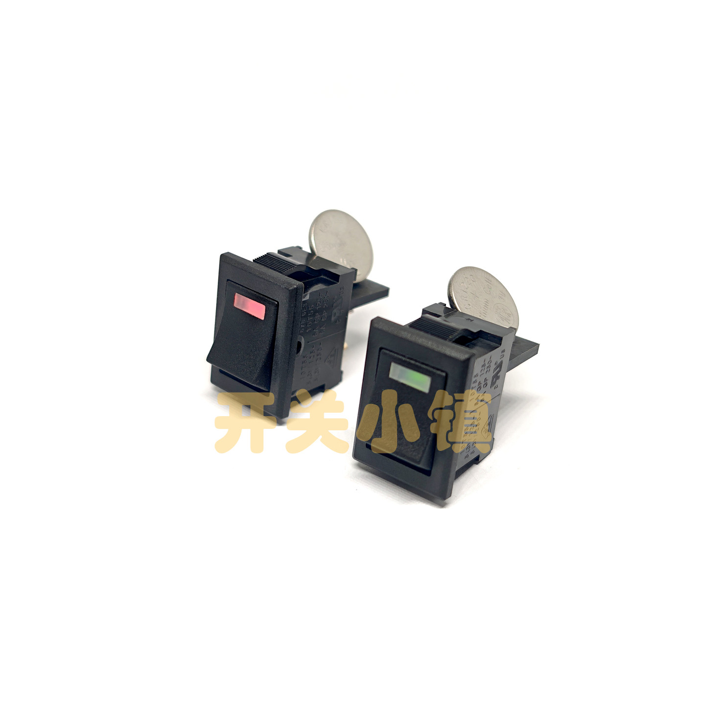 日本NKK进口船型开关 JW-S11 4脚2档带灯电源开关 10A 红 绿15X21