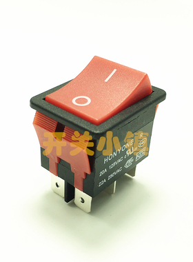 台湾船型开关 进口开关KCD4 无灯红色6脚2档 30A大电流焊机专用LR