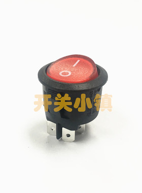 台湾RLEIL船型开关 4脚2档圆形电源开关 RL3-5(X) 20MM 红灯 银点