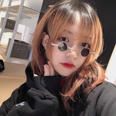 男女款凹造型小圆框太子镜超小框