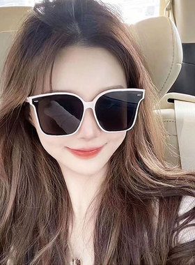 方形黑色眼镜框防紫外线韩版太阳镜复古街拍小红书潮人墨镜男个性