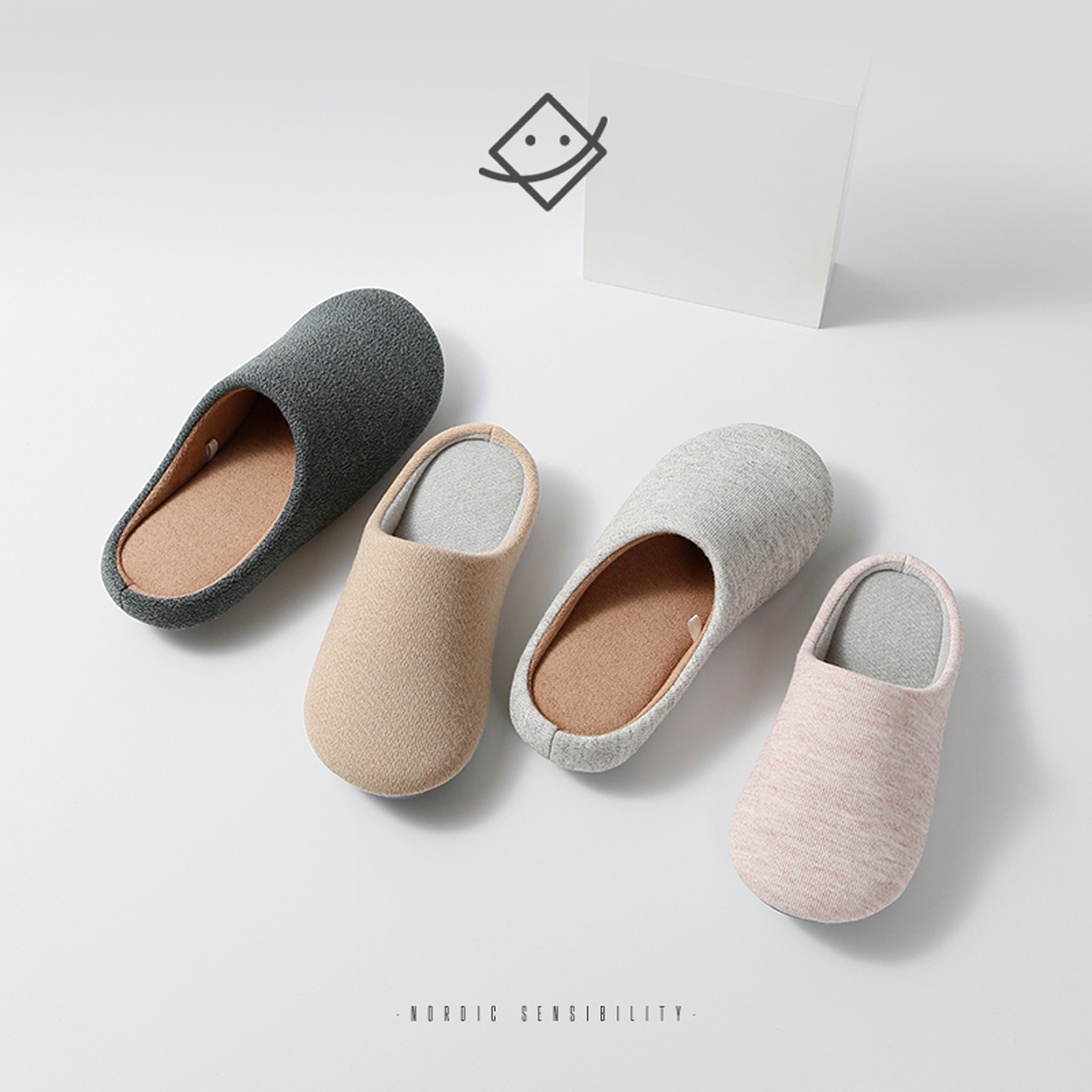 简约素雅纯色软底家用棉拖鞋