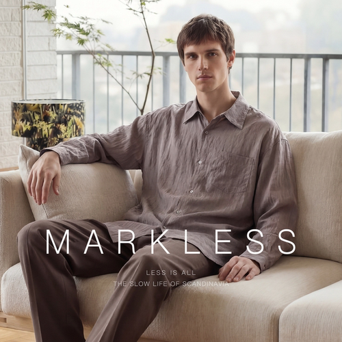Markless仿香云纱透气凉感衬衫男外套 春款顺滑裸感休闲长袖衬衣