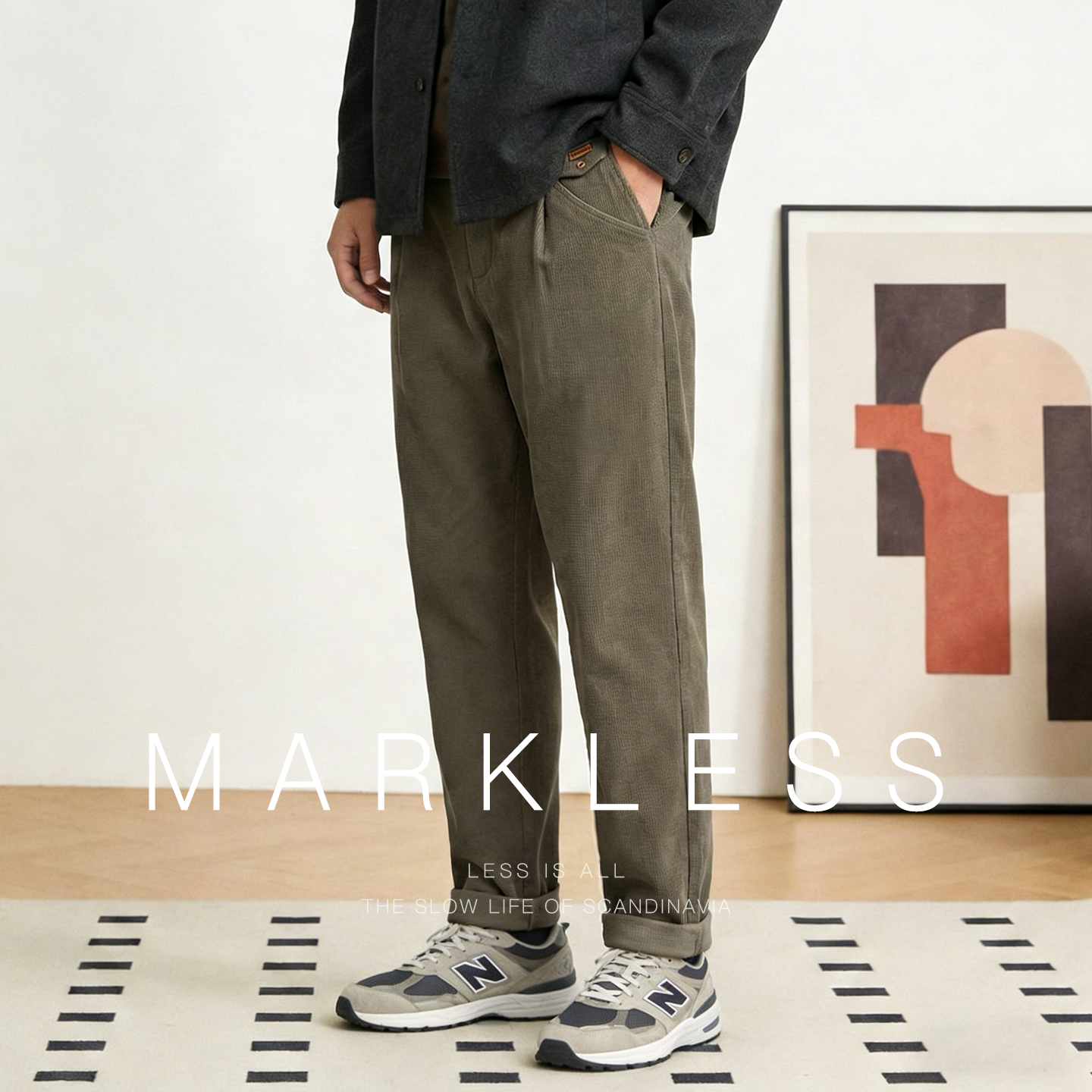Markless休闲裤男士肌理感直筒裤 秋冬新款长裤宽松灯芯绒裤子
