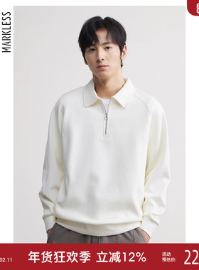 Markless2025秋季新款卫衣男翻领半拉链POLO长袖男士上衣外套