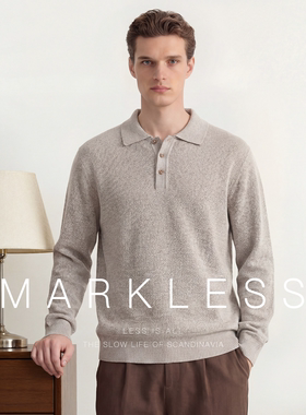 Markless复古老钱风男士毛衣 秋冬款宽松polo翻领可机洗羊毛衫男