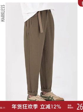 Markless男士休闲裤肌理感长裤宽松新款男生裤子秋款冬季锥形裤