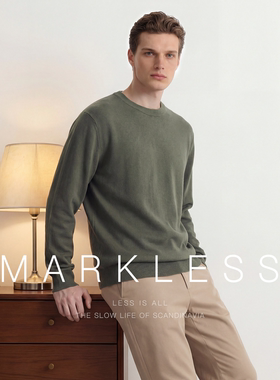 Markless2025秋冬新款毛衣男宽松圆领男士打底针织衫毛衫内搭上衣