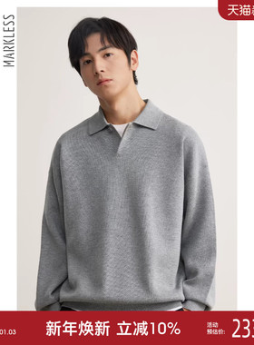 Markless半开襟翻领毛衣男2025秋款远红外蓄热Polo针织衫长袖上衣