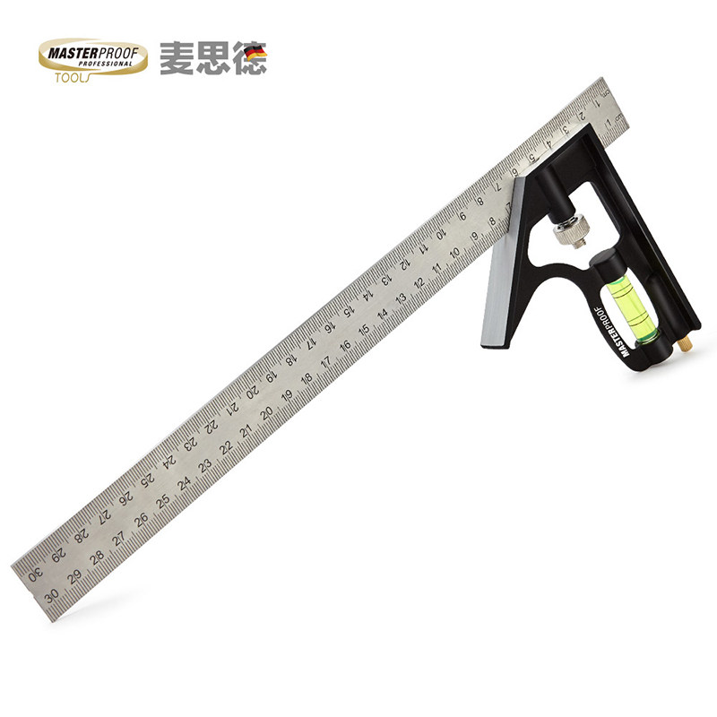 麦思德活动角尺90度不锈钢多功能水平直角尺木工角尺45组合角度