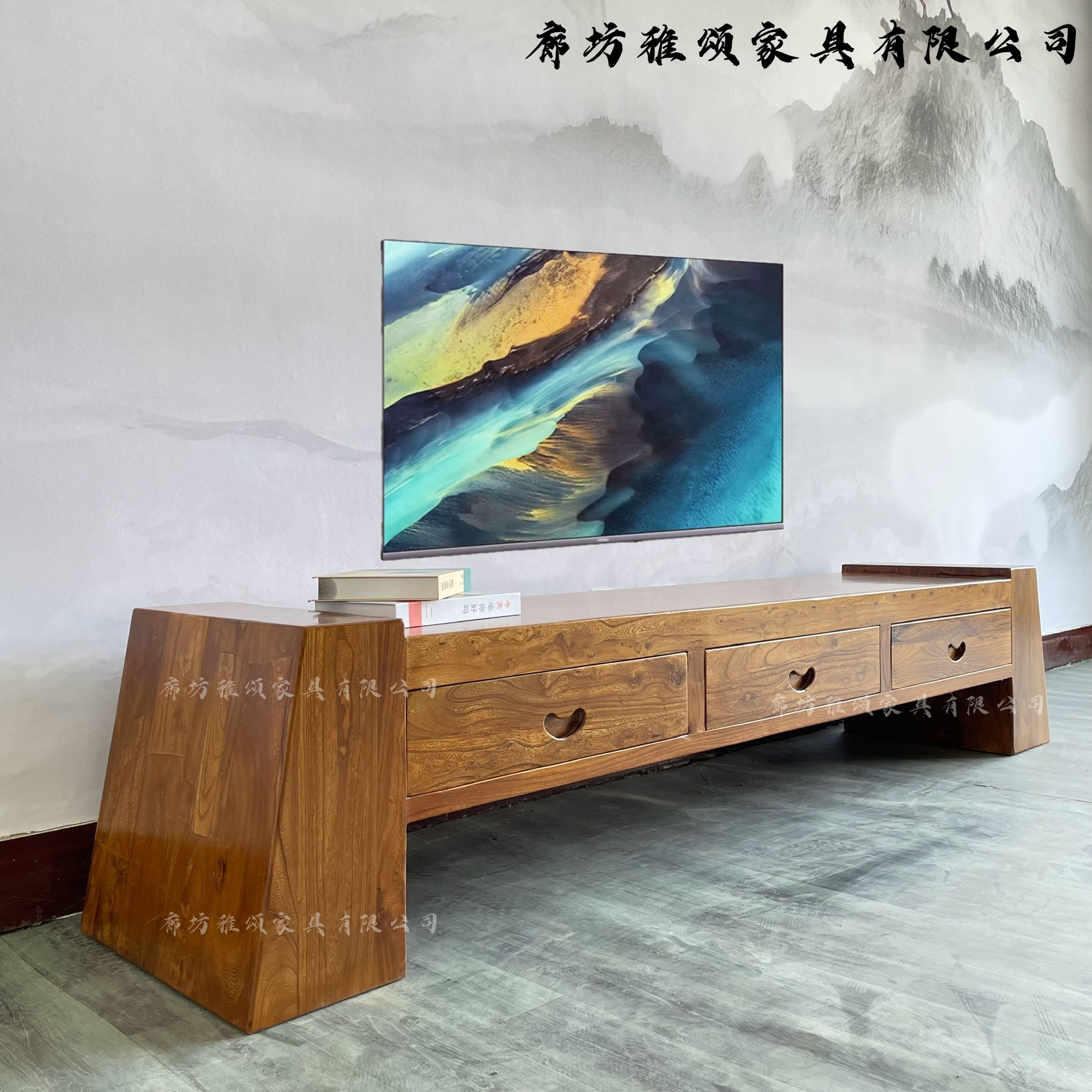 老榆木电视柜全实木储物柜组合新中式仿古客厅简约卧室家具小户型