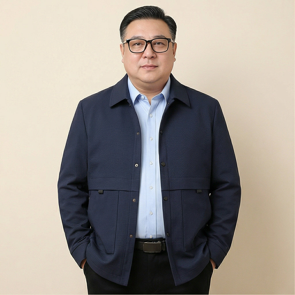 中年男款春秋装加肥加大码翻领夹克宽松休闲通勤百搭外套送爸爸