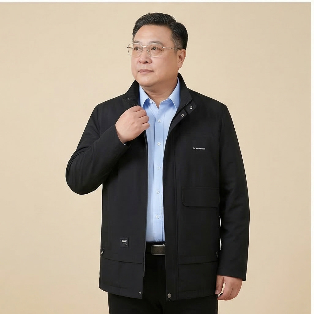 中年爸爸装立领夹克衫春秋薄款宽松加肥加大码男士休闲百搭外套