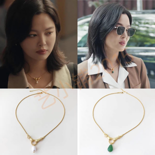 女神蒙上眼辛芷蕾唐盈盈同款手拉手吊坠项链轻奢小众高级感气质女