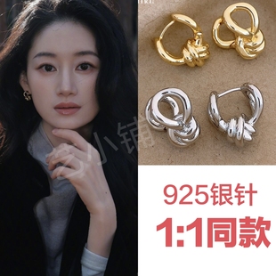 郭晓婷方穆静同款法式简约打结扭曲耳环轻奢高级感耳扣时尚百搭女