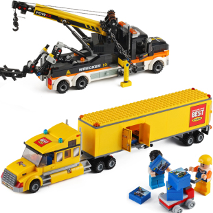 城市汽车运输工程货车大卡车男孩儿童塑料拼装积木模型玩具8-12岁