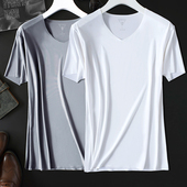 白色男打底衫 羊奶高级冰丝超薄凉感无痕半袖 体恤上衣 t恤短袖 夏季